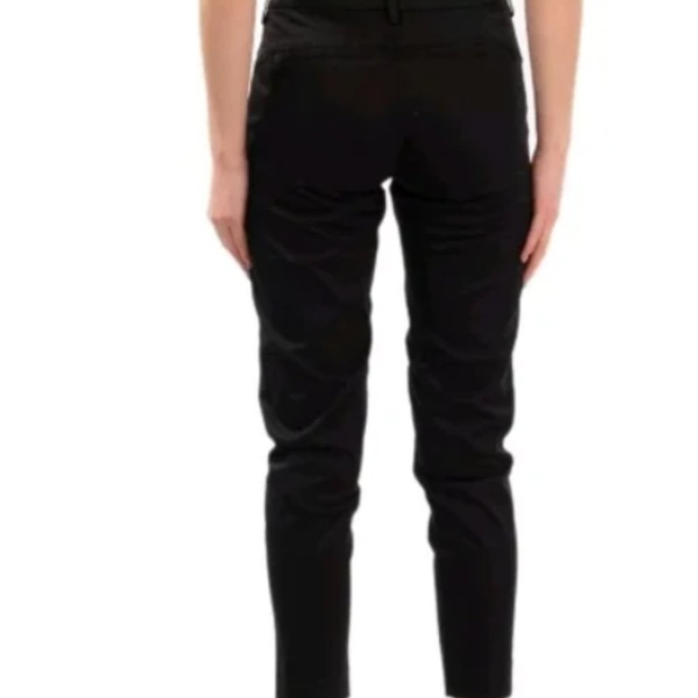 Black Pleated Front Stretchy Cotton Blend Cropped Chino Style Pants M